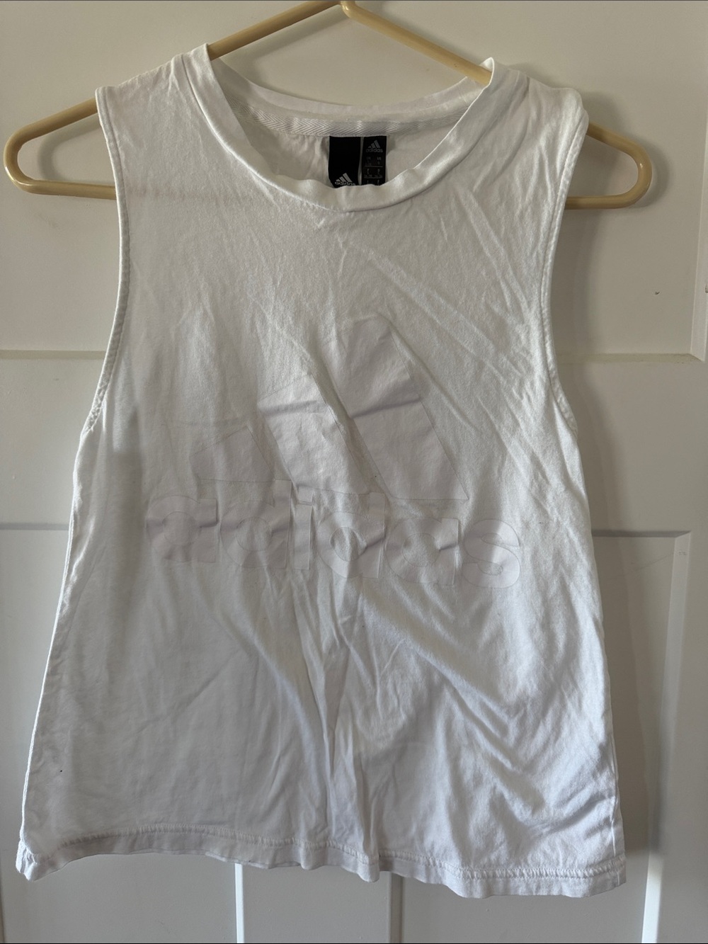 adidas White Muscle Tank Top with Subtle Logo